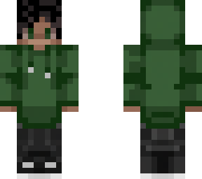 black hair green hoodie boy
