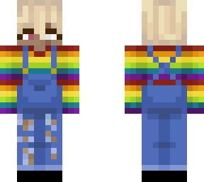non-bianary rainbow with overalls