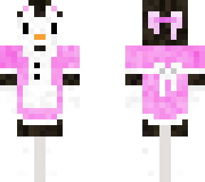 penguin in pink maid dress