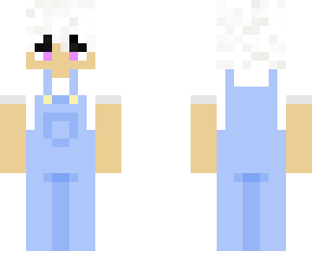 white hair overalls