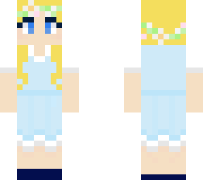 blonde in blue dress with flower crown