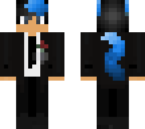 blue hair wolf teenager in a suit