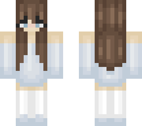 brown hair + blue/white outfit
