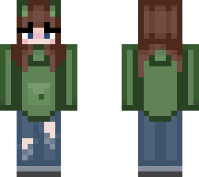 brown hair girl with frog hoodie :d