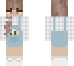 girl with bee overalls (brown hair)