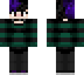 my skin in a green and black striped sweater