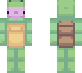 pink axolotl in a turtle onsie