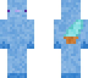 blue axolotl with pocket with diamond sword