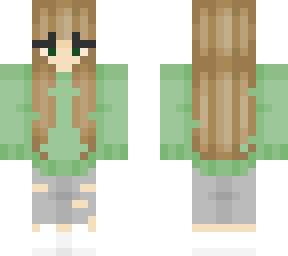 brown hair and green hoddie