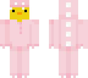 duck in a pink dinosaur costume