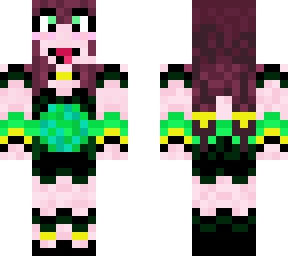 girl skin brown hair and green outfift