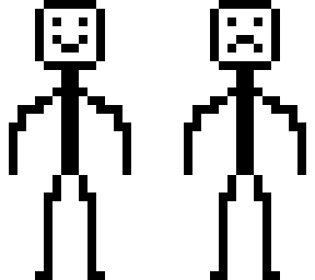 happy and sd stick-man