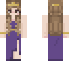 purple dress and brown hair