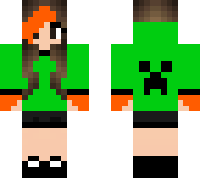 cute orange and green girl with creeper hoodie