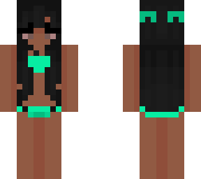 black hair mint bikini