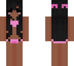 black hair pink bikini