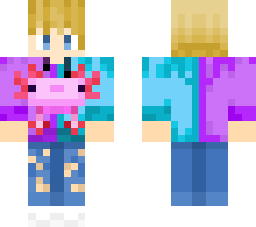 boy with blonde hair and axolotl jumper