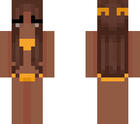 brown hair orange bikini