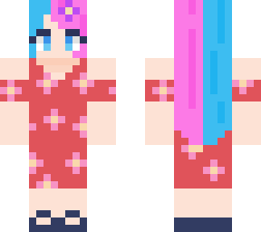 multi colored hair girl with flower dress