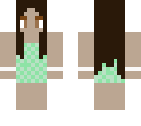brow hair girl with plaid light green dress white headband and shoes.
