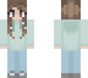minty green hoodie girl
