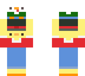 duck holding chicken