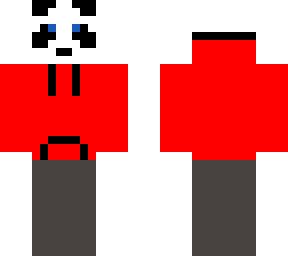panda in a red hoodie