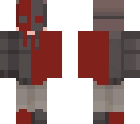red and gray suit with mask