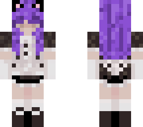 purple haired cat maid