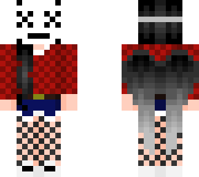 ~~my new oc~~ (plad red shirt withe fishnets and grey shoes with mask and halo)
