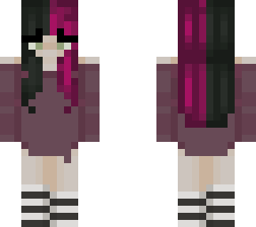 black and pink/purple split dye hair girl