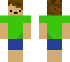 boy with green shirt and blue shorts