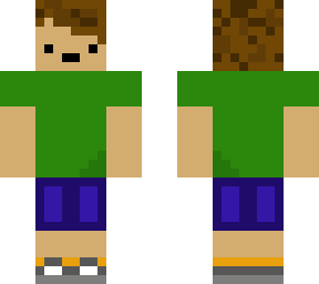 boy with green shirt and blue shorts