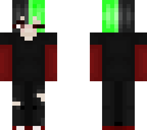red and black hoodie with lime and green spilt hair