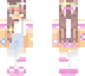 strawberry brown w/ overalls and flowers but pink