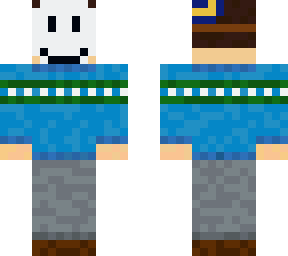 updated blue sweater and mask