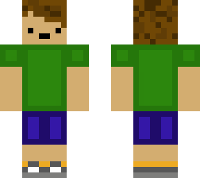 boy with green shirt and blue shorts