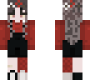 egirl with red shirt and black overalls and sucks bc i didn’t feel like shading