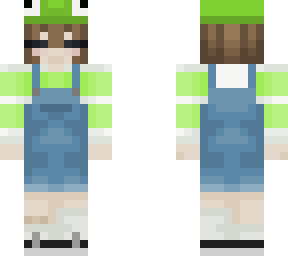 frog person with overalls