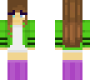 green sweater  and purple thigh highs egirl