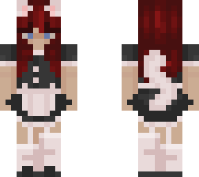 maid dress girl red hair with white at ears