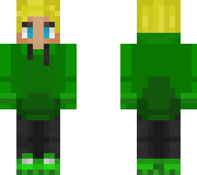 purpled with blond hair and green hoodie fixed