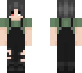 alt ram-person (gender neutral) w/ overalls, grey hair, and red and white eyes.