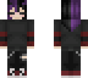 black and red emo person with black and purple spilt hair