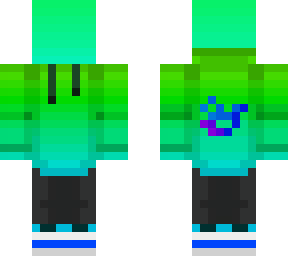 neon light green and cyan hoodie guy