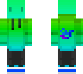 neon light green and cyan hoodie guy with eyes