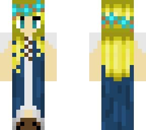 blue medieval dress, with teal flower crown