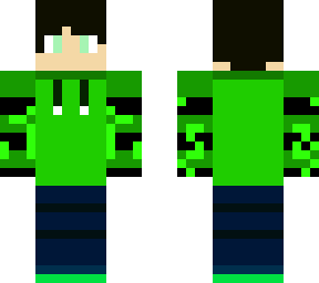 green lined hoodie x blue pants