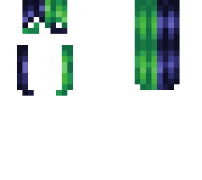 neon green and indigo split long hair base