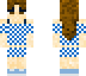girl w blue checker outfit and headphones